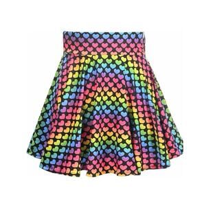 🦋B2G1🦋DAISY CORSETS Lavish Rainbow Hearts Print Stretch Lycra Skirt